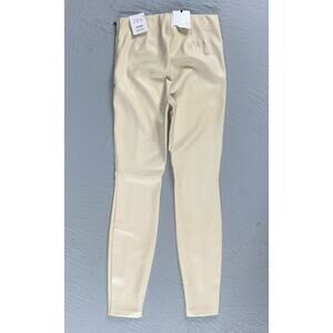 ZARA Hi-Rise Faux Leather Zide Zip 'Legging' Skinny Pants. Ivory, Women's XS NWT